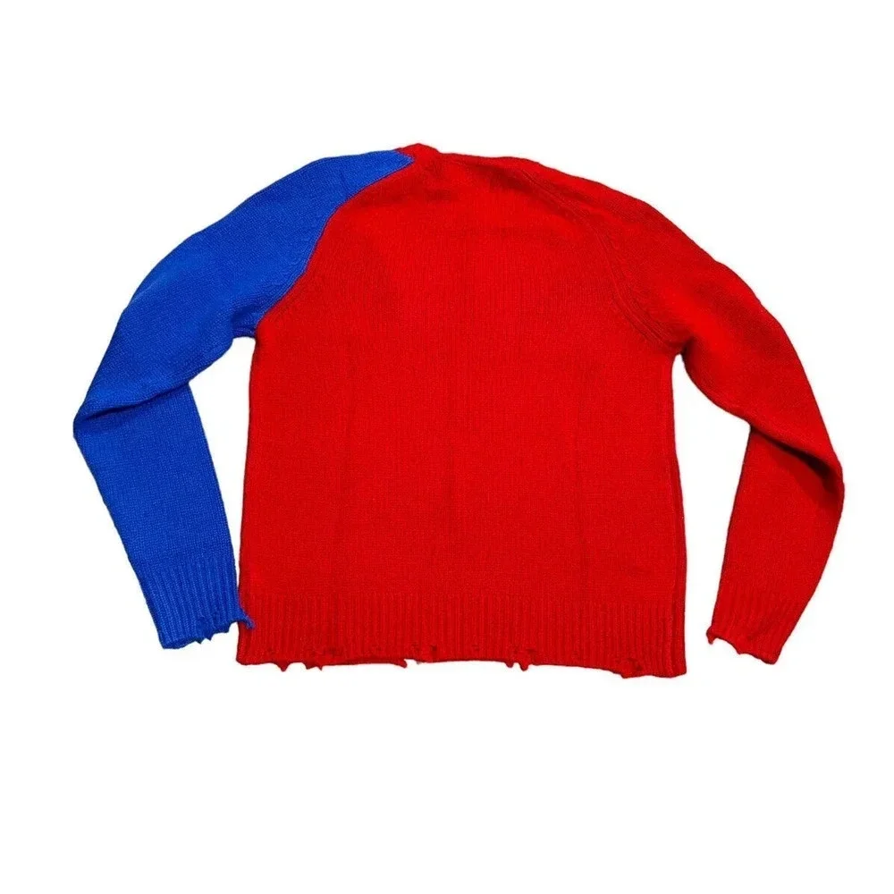 Free People Sandrine Rose Sweater Colorblock Cashmere Blend Red XS The Outsider